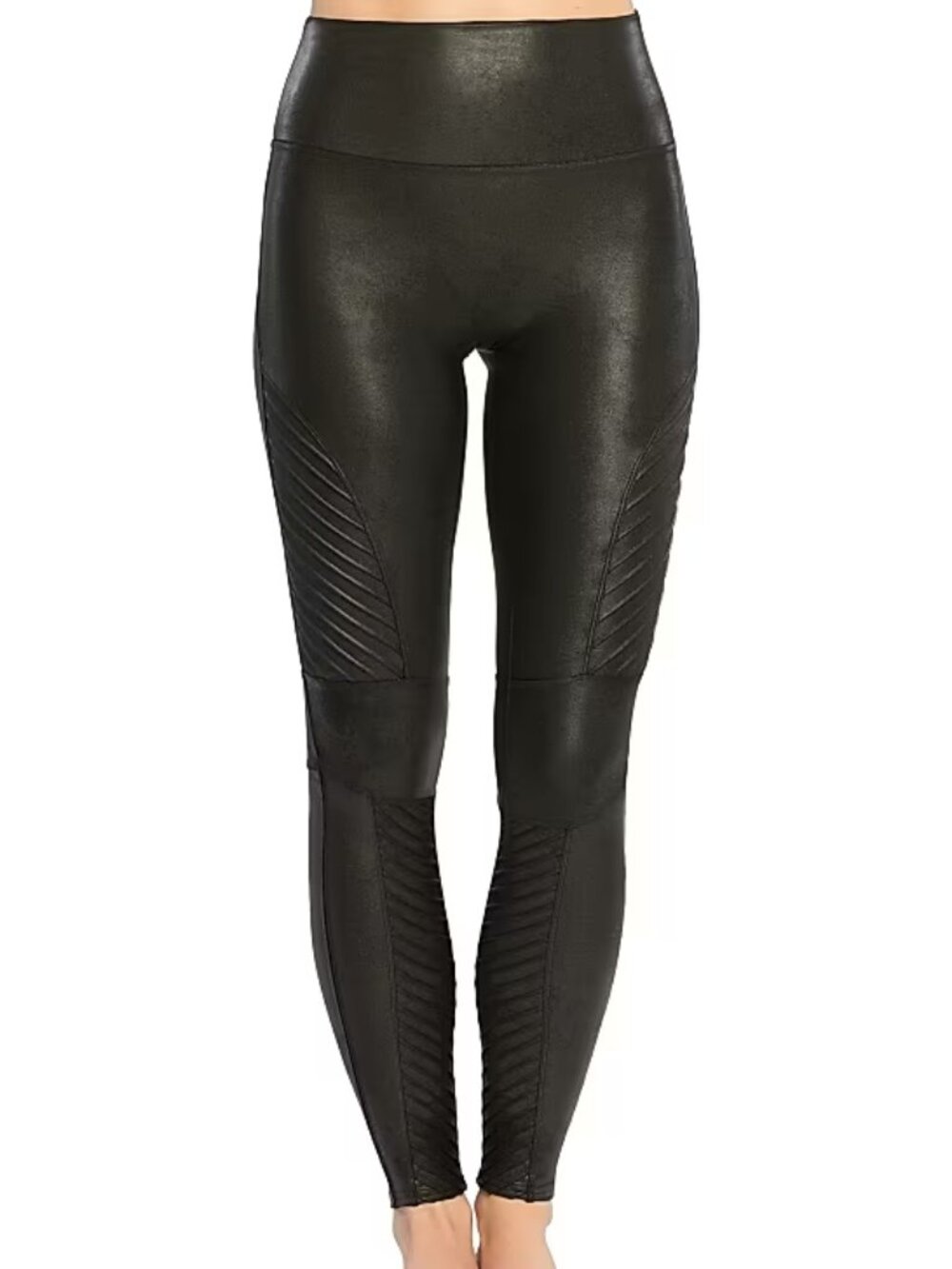 SPANX Faux leather moto leggings Black